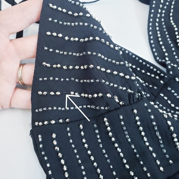 NWT Zara Little Black Dress Beaded Bodice Mini A-line Cocktail - Picture 13 of 16